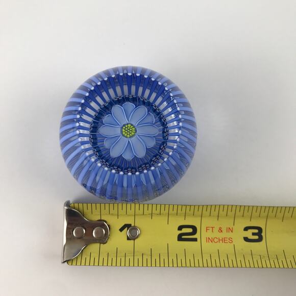Perthshire 1997A Miniature Flower Blue Rod Overlay Top Facet Garland Paperweight - Picture 11 of 15